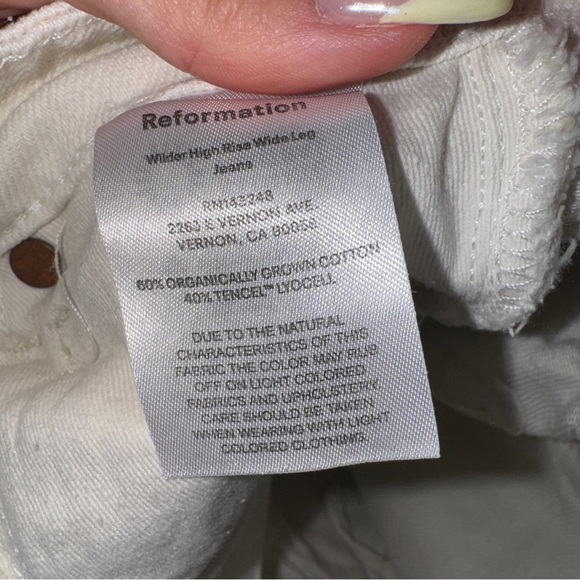 Reformation Wilder High Rise Wide Leg Jeans White/Cream 23 - Picture 8 of 8